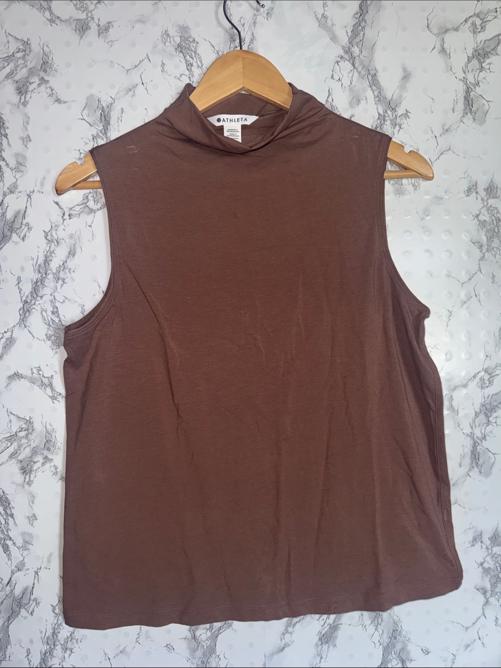 Athleta Sleeveless Mock Neck Tank Chocolate Brown Size M